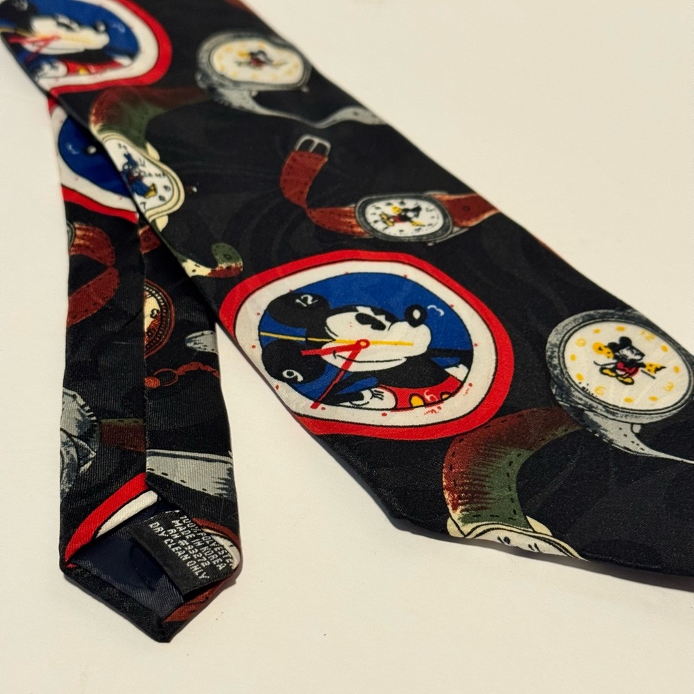 Disney Mickey Mouse "The Tie Works" Men's 100% Silk Tie Watches Clocks VTG